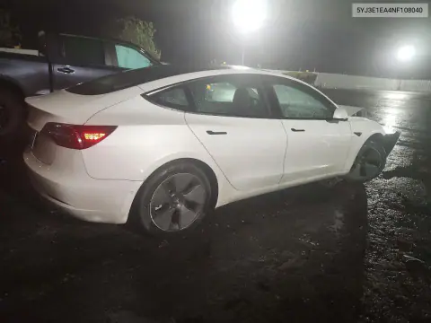 2022 Tesla Model 3 VIN 5YJ3E1EA4NF108040 фото 3