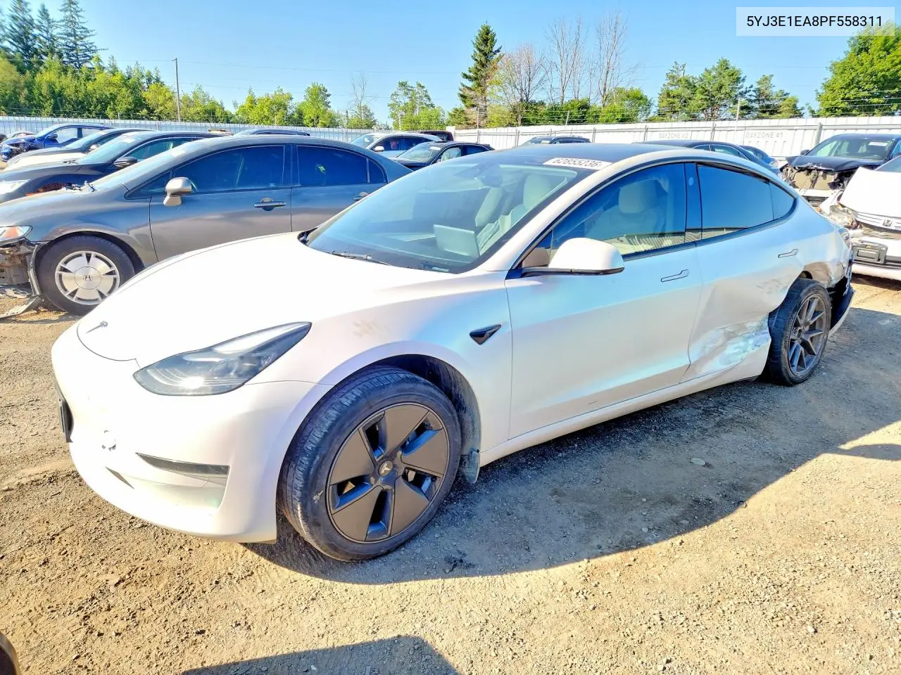 5YJ3E1EA8PF558311 Tesla Model 3 2023 — повреждение Боковая часть, фото до ремонта