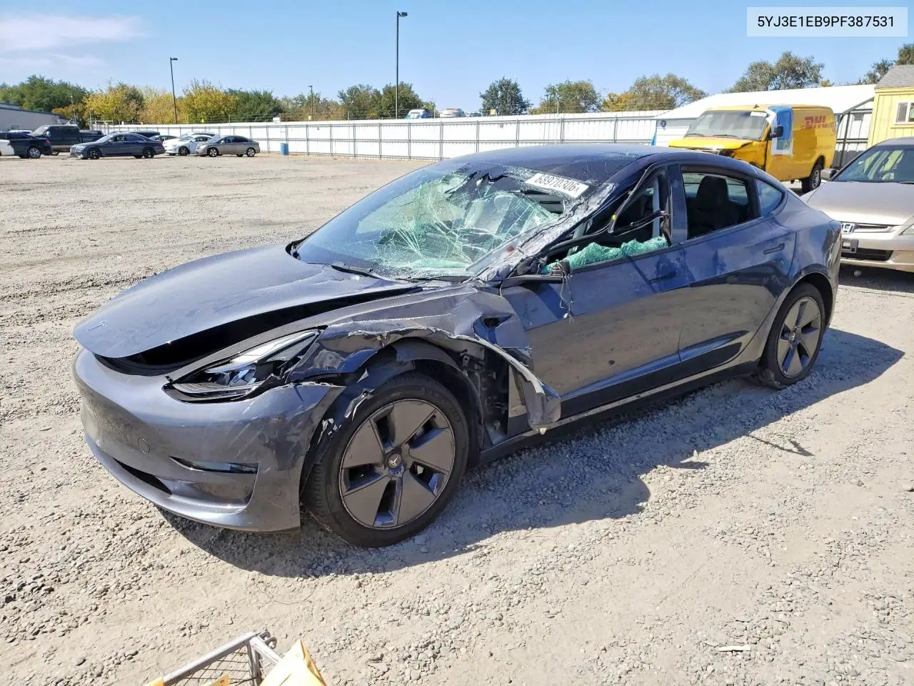 5YJ3E1EB9PF387531 Tesla Model 3 2023 — повреждение Верхняя часть / Крыша, фото до ремонта