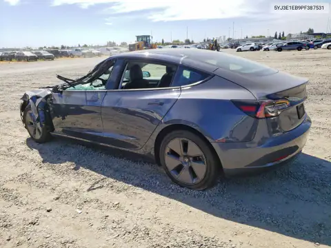 5YJ3E1EB9PF387531 — 2023 Tesla Model 3, фото 2 с аукциона Copart 15.10.2026, Верхняя часть / Крыша