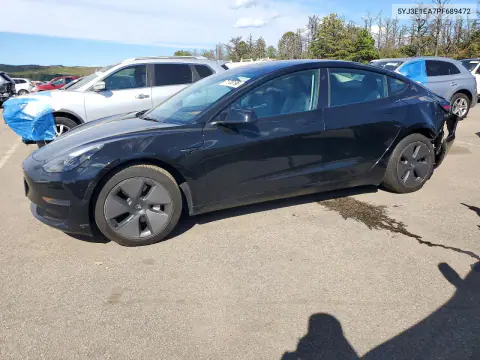 5YJ3E1EA7PF689472 — 2023 Tesla Model 3, Задняя часть, фото до ремонта