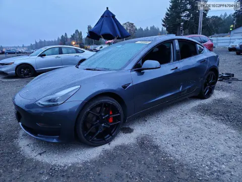 5YJ3E1EC2PF670491 — 2023 Tesla Model 3, Сторона, фото до ремонта