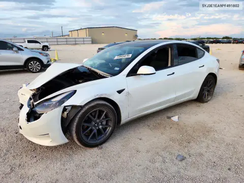 5YJ3E1EA9PF491802 — 2023 Tesla Model 3, Передняя часть, фото до ремонта