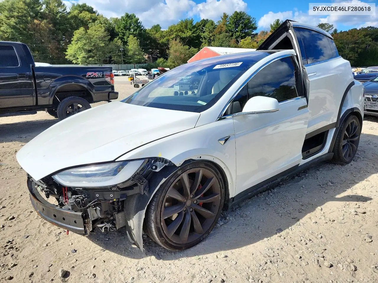 2020 Tesla Model X VIN 5YJXCDE46LF280618 фото 1