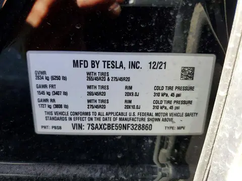2022 Tesla MODEL X VIN 7SAXCBE59NF328860 фото 12