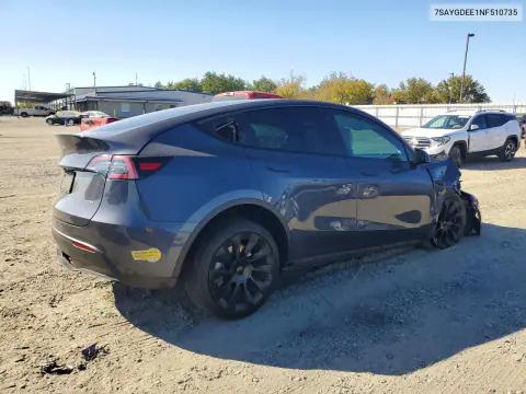 2022 Tesla Model Y VIN 7SAYGDEE1NF510735 фото 3