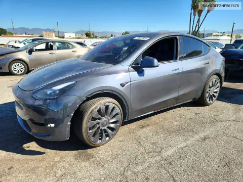 7SAYGDEF2NF567678 — 2022 Tesla Model Y, Передняя часть, фото до ремонта
