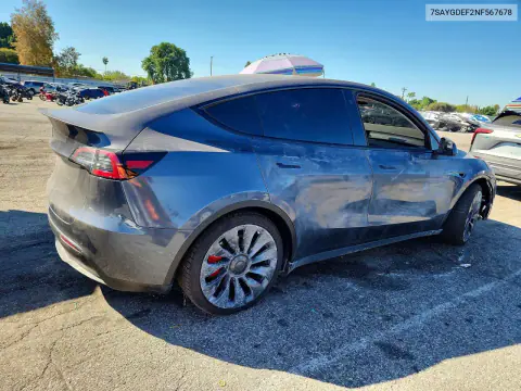 2022 Tesla Model Y VIN 7SAYGDEF2NF567678 фото 3