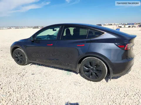 2024 Tesla Model Y VIN 7SAYGDEE7RA309280 фото 2