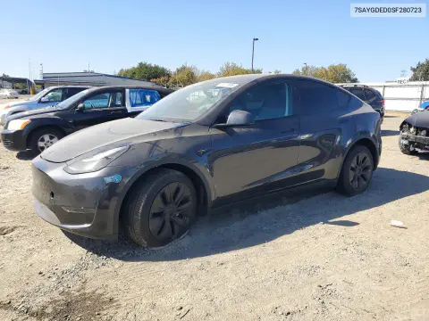 7SAYGDED0SF280723 — 2025 Tesla Model Y, Передняя часть, фото до ремонта