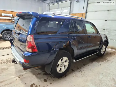 2004 Toyota 4Runner Limited VIN JTEBT17R848012510 фото 3