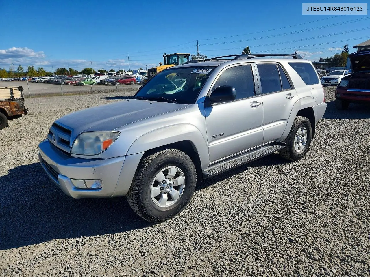 2004 Toyota 4Runner Sr5 VIN JTEBU14R848016123 фото 1