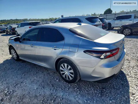 2021 Toyota Camry Le VIN 4T1C31AK4MU551715 фото 2