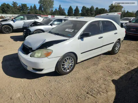 JTDBR38E030022391 — 2003 Toyota Corolla, Задняя часть, фото до ремонта