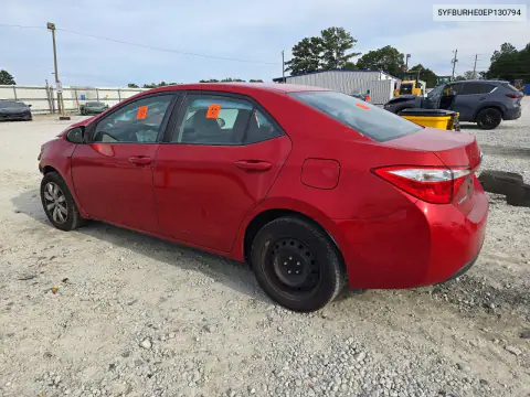 2014 Toyota Corolla Le VIN 5YFBURHE0EP130794 фото 2