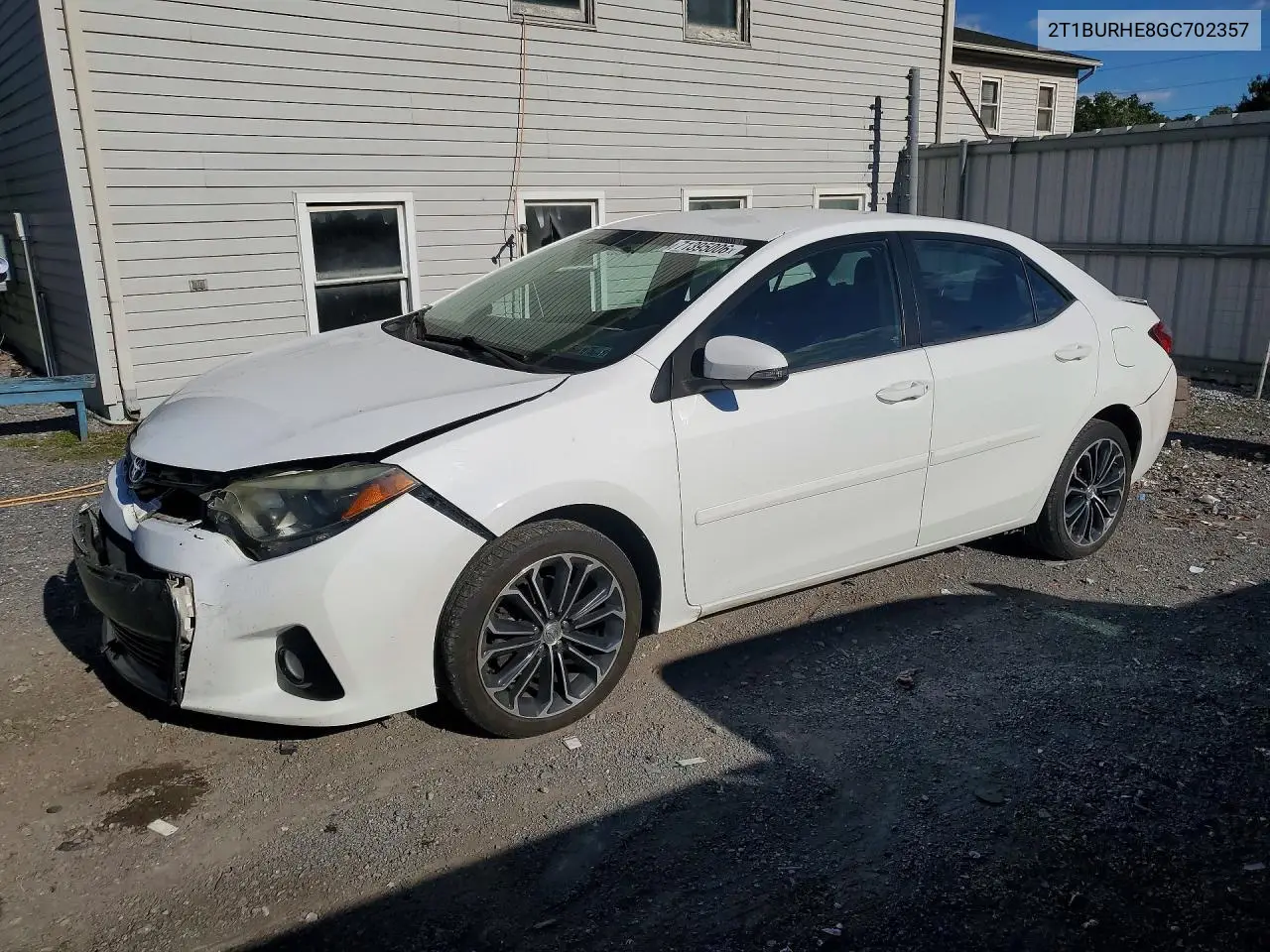 2016 Toyota Corolla S Plus VIN 2T1BURHE8GC702357 фото 1
