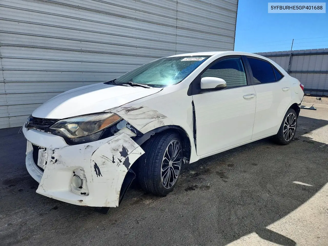 2016 Toyota Corolla S Plus VIN 5YFBURHE5GP401688 фото 1