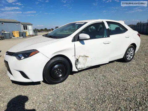 5YFBURHE2GP534862 — 2016 Toyota Corolla, Сторона, фото до ремонта