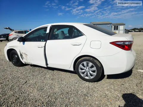 2016 Toyota Corolla Le VIN 5YFBURHE2GP534862 фото 2
