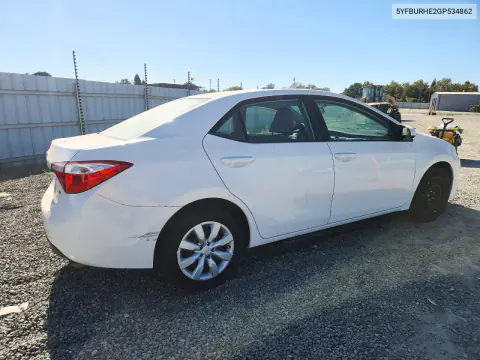 2016 Toyota Corolla Le VIN 5YFBURHE2GP534862 фото 3