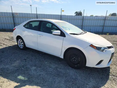 2016 Toyota Corolla Le VIN 5YFBURHE2GP534862 фото 4