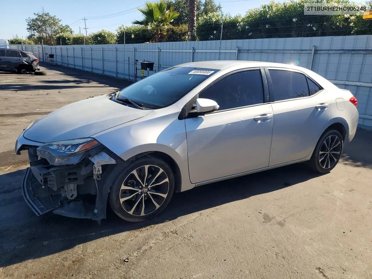2017 Toyota Corolla Se VIN 2T1BURHE2HC906248 фото 1