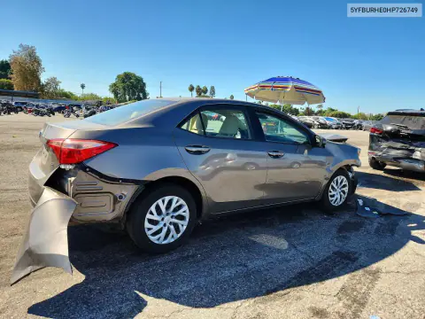 2017 Toyota Corolla Le VIN 5YFBURHE0HP726749 фото 3