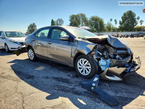 2017 Toyota Corolla Le VIN 5YFBURHE0HP726749 фото 4