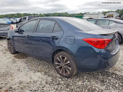 2018 Toyota Corolla Se VIN 5YFBURHE5JP816694 фото 2