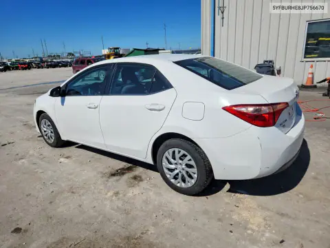 2018 Toyota Corolla Le VIN 5YFBURHE8JP756670 фото 2
