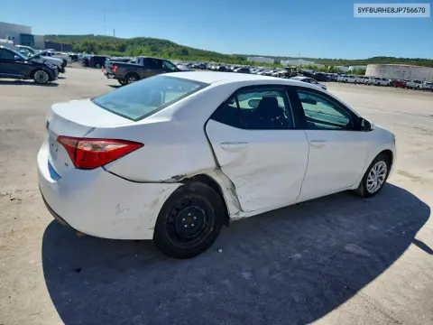 2018 Toyota Corolla Le VIN 5YFBURHE8JP756670 фото 3