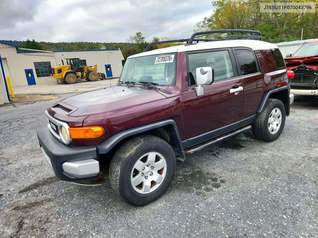 2007 Toyota Fj Cruiser Base VIN JTEBU11F070043796 фото 1