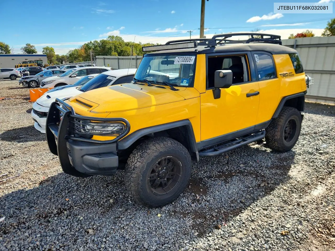 2008 Toyota Fj Cruiser Base VIN JTEBU11F68K032081 фото 1