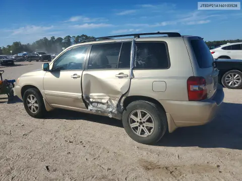 2006 Toyota Highlander Base VIN JTEDP21A160103528 фото 2