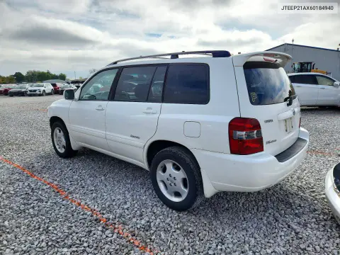 2006 Toyota Highlander Limited VIN JTEEP21AX60184940 фото 2