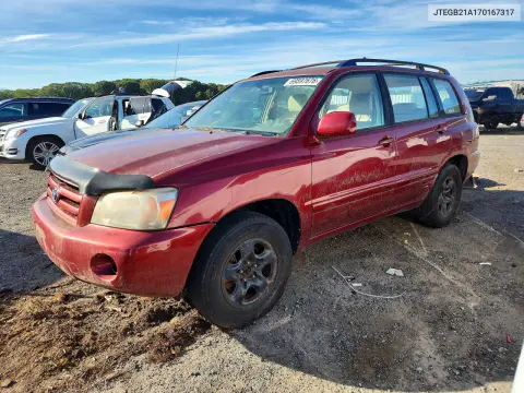 JTEGD21A170167317 — 2007 Toyota Highlander, Передняя часть, фото до ремонта