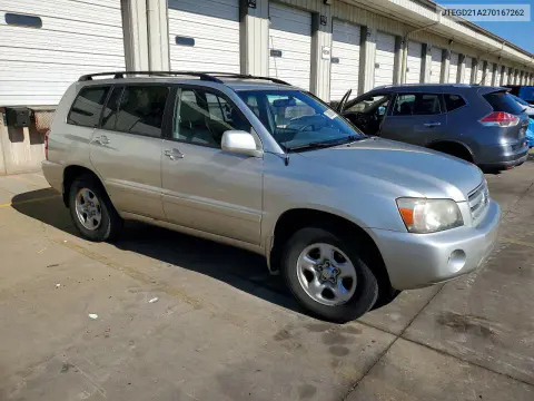 2007 Toyota Highlander Base VIN JTEGD21A270167262 фото 4