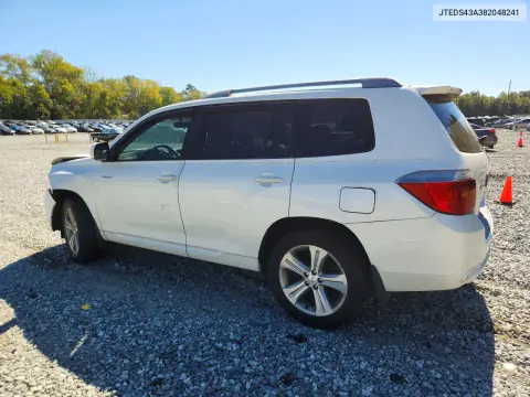 2008 Toyota Highlander Sport VIN JTEDS43A382048241 фото 2