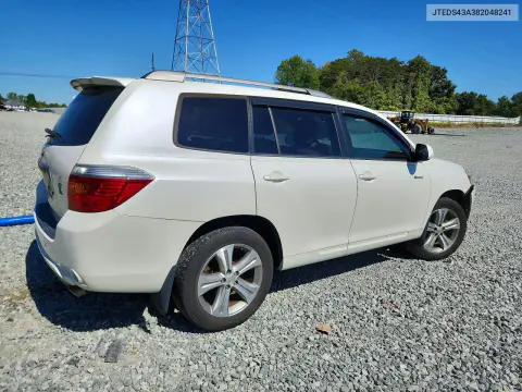 2008 Toyota Highlander Sport VIN JTEDS43A382048241 фото 3