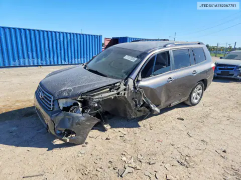 JTEDS41A782067751 — 2008 Toyota Highlander, Передняя часть, фото до ремонта