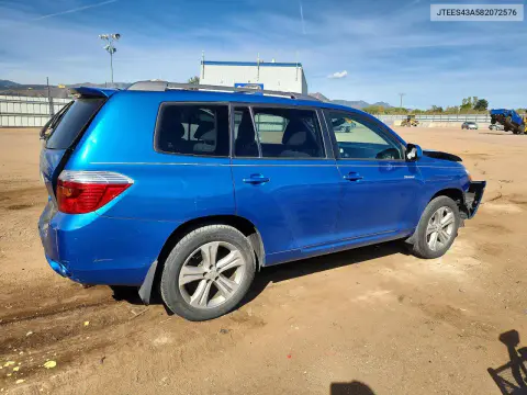 2008 Toyota Highlander Sport VIN JTEES43A582072576 фото 3