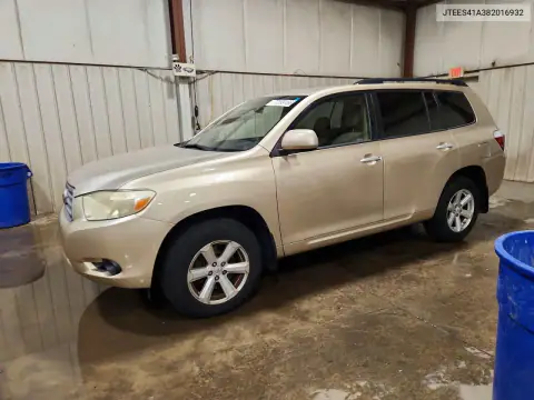 JTEES41A382016932 — 2008 Toyota Highlander, Боковая часть, фото до ремонта