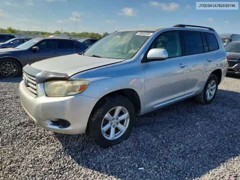 JTEDS41A782030196 — 2008 Toyota Highlander, Передняя часть, фото до ремонта