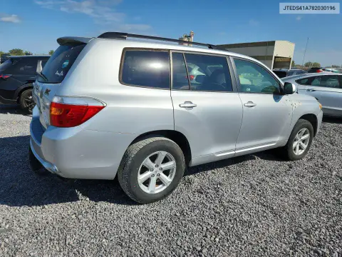 2008 Toyota Highlander Base VIN JTEDS41A782030196 фото 3