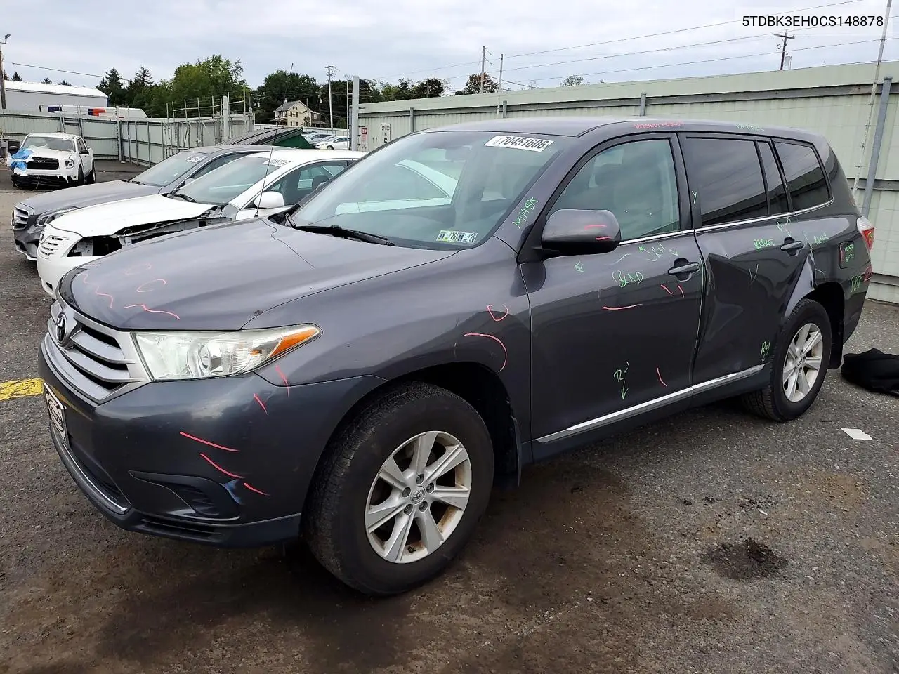 5TDBK3EH0CS148878 Toyota Highlander 2012 — повреждение Сторона, фото до ремонта