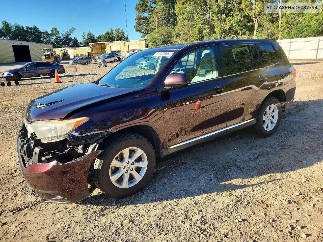 2013 Toyota Highlander Base VIN 5TDZA3EH5DS037794 фото 1