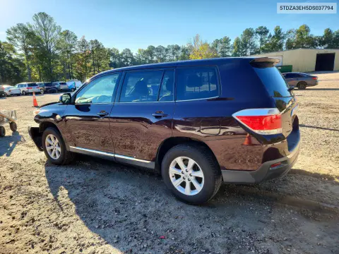 2013 Toyota Highlander Base VIN 5TDZA3EH5DS037794 фото 2