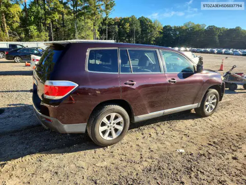 2013 Toyota Highlander Base VIN 5TDZA3EH5DS037794 фото 3