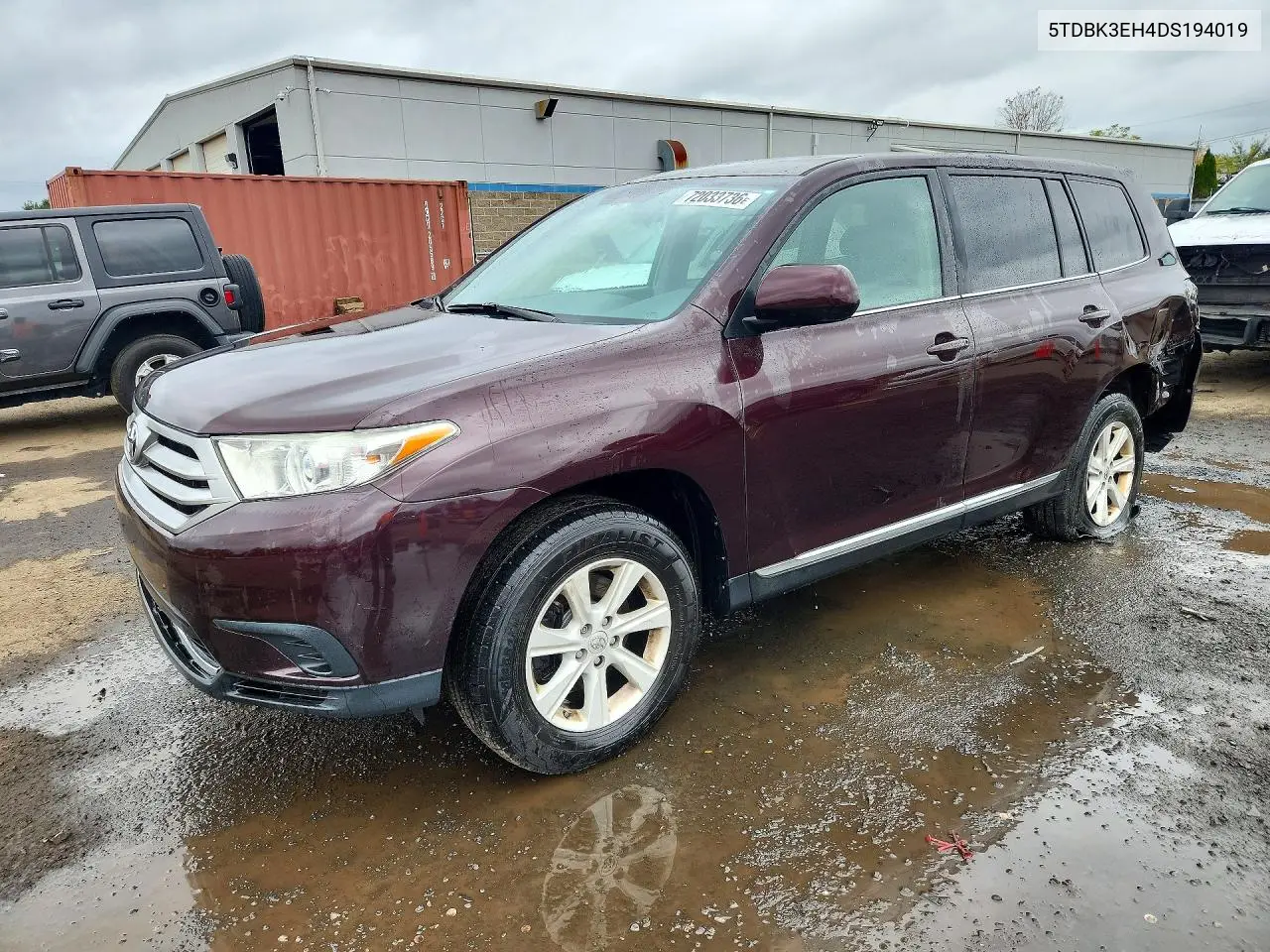 5TDBK3EH4DS194019 Toyota Highlander 2013 — повреждение Задняя часть, фото до ремонта