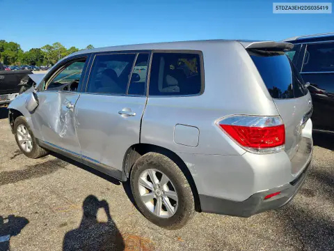 2013 Toyota Highlander Base VIN 5TDZA3EH2DS035419 фото 2